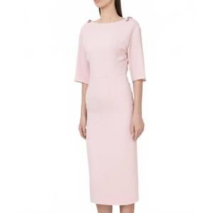 NEW VALENTINO bow midi dress with side slit in pink